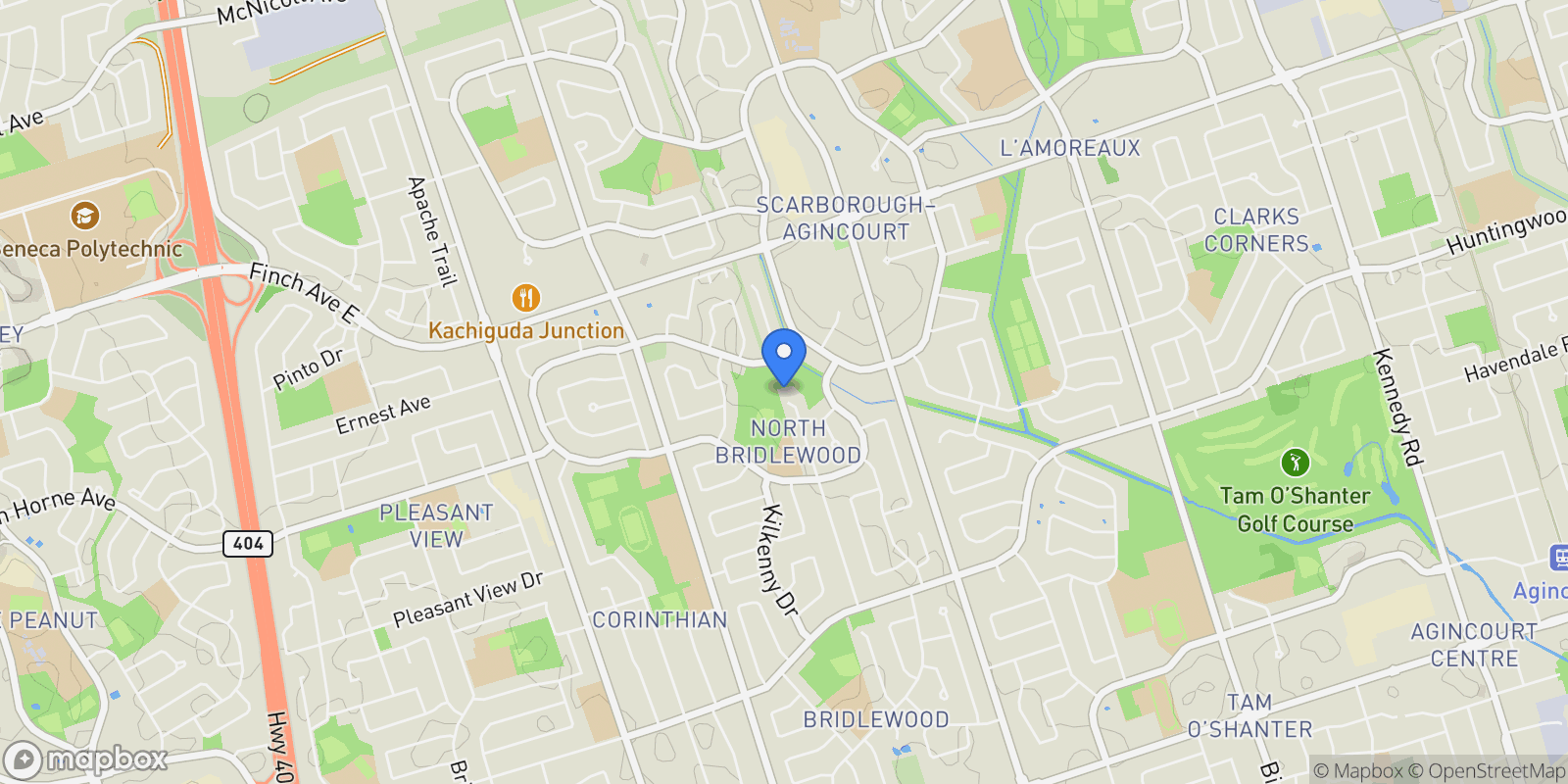 Map showing 61 Timbercreek Court, Toronto, Ontario, Canada.