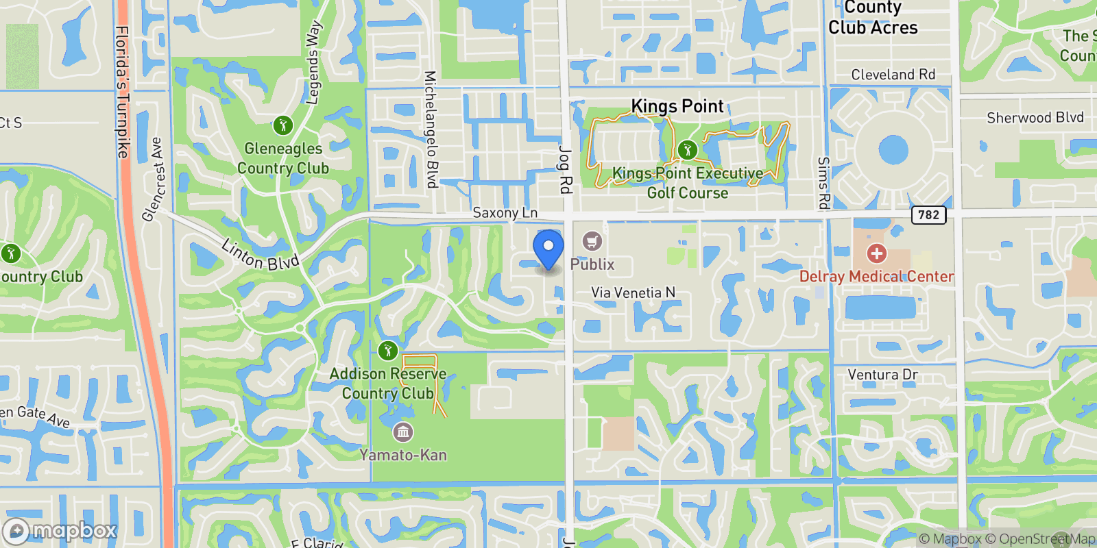 Map showing 16251 Bristol Pointe Drive, Delray Beach, Florida, United States.