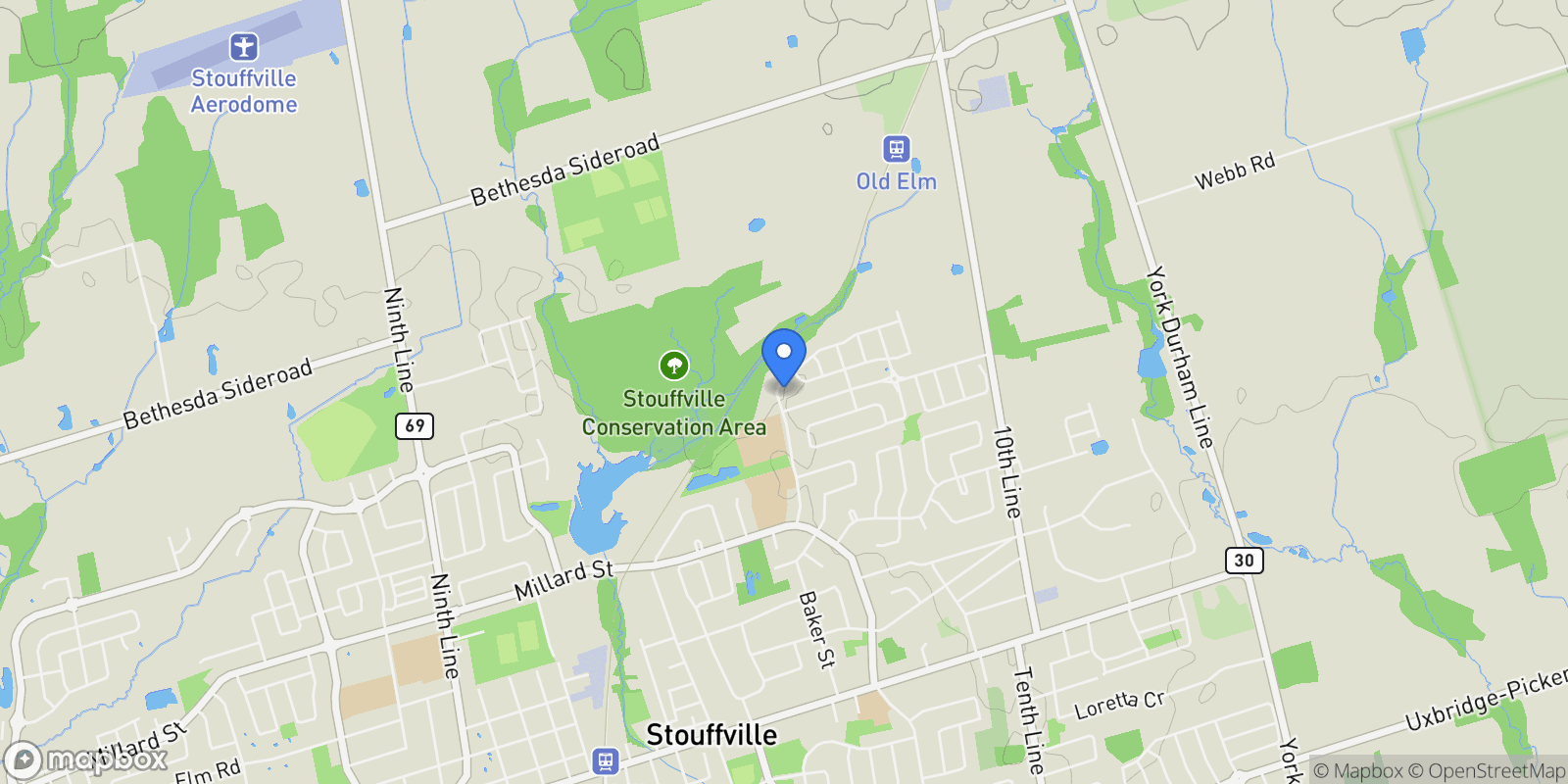 Map showing 131 Greenwood Road, Whitchurch-Stouffville, Ontario, Canada.