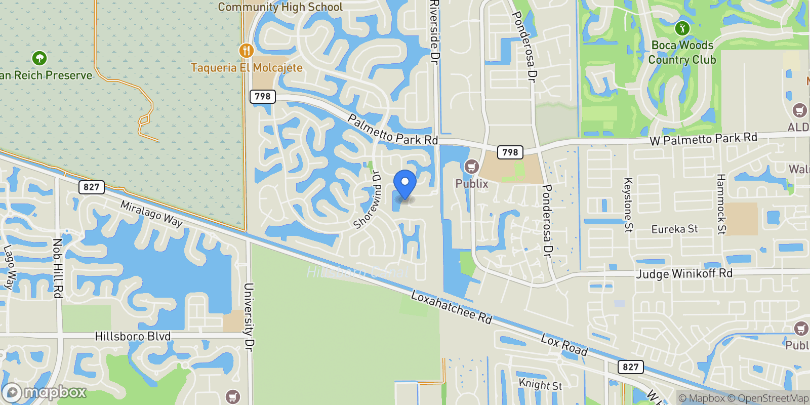 Map showing 12153 Boca Reserve Lane, Boca Raton, Florida, United States.