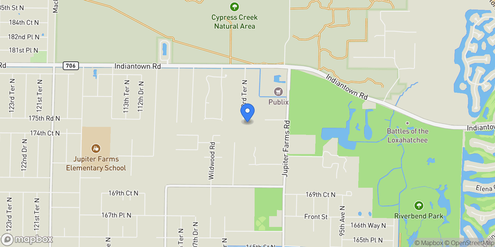 Map showing 17534 N 103rd Terrace N, Jupiter Island, Florida, United States.