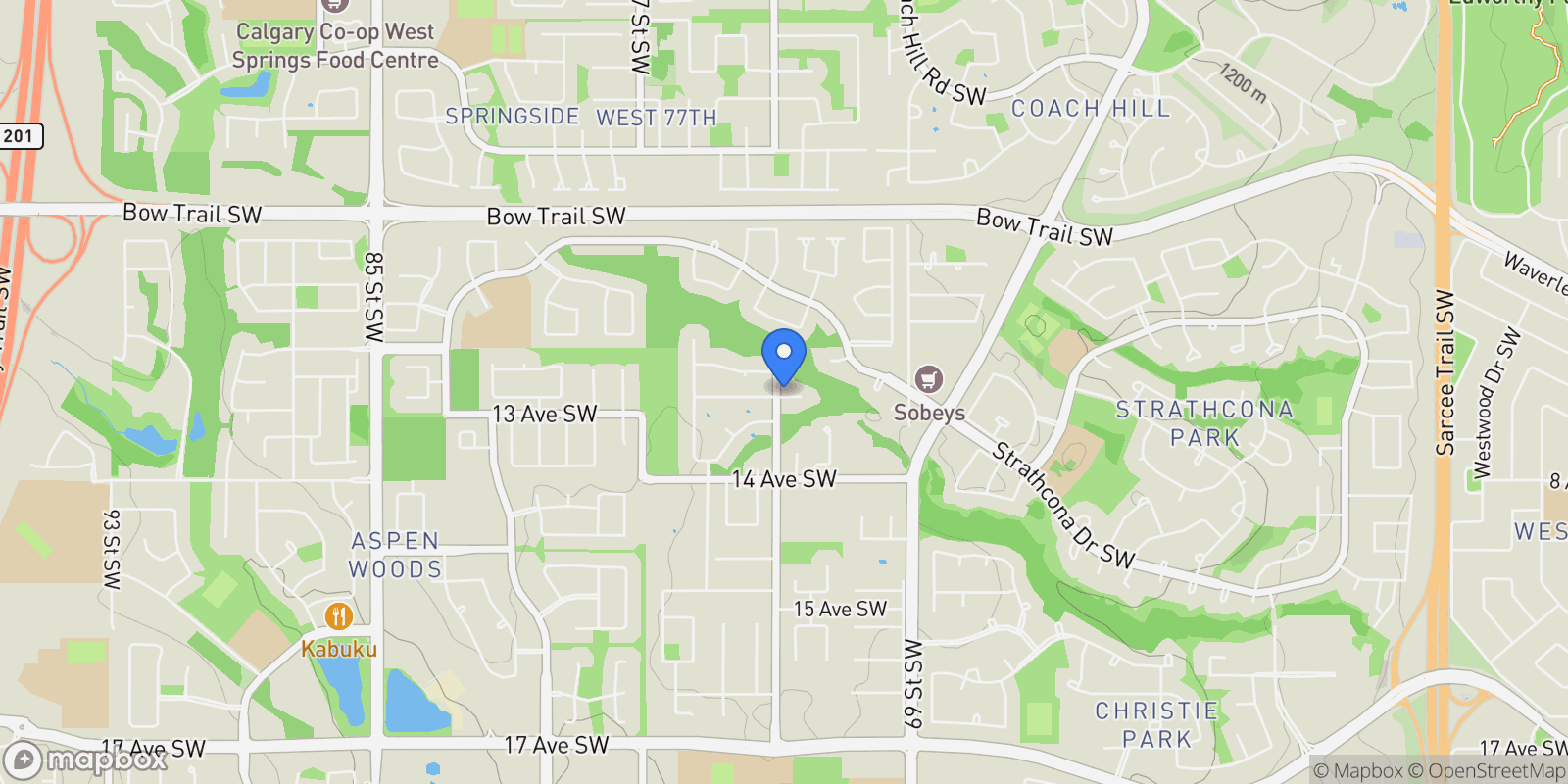 Map showing 4 ASPEN RIDGE BAY SW, CALGARY, AB T3H 5M3, Calgary, Alberta, Canada.