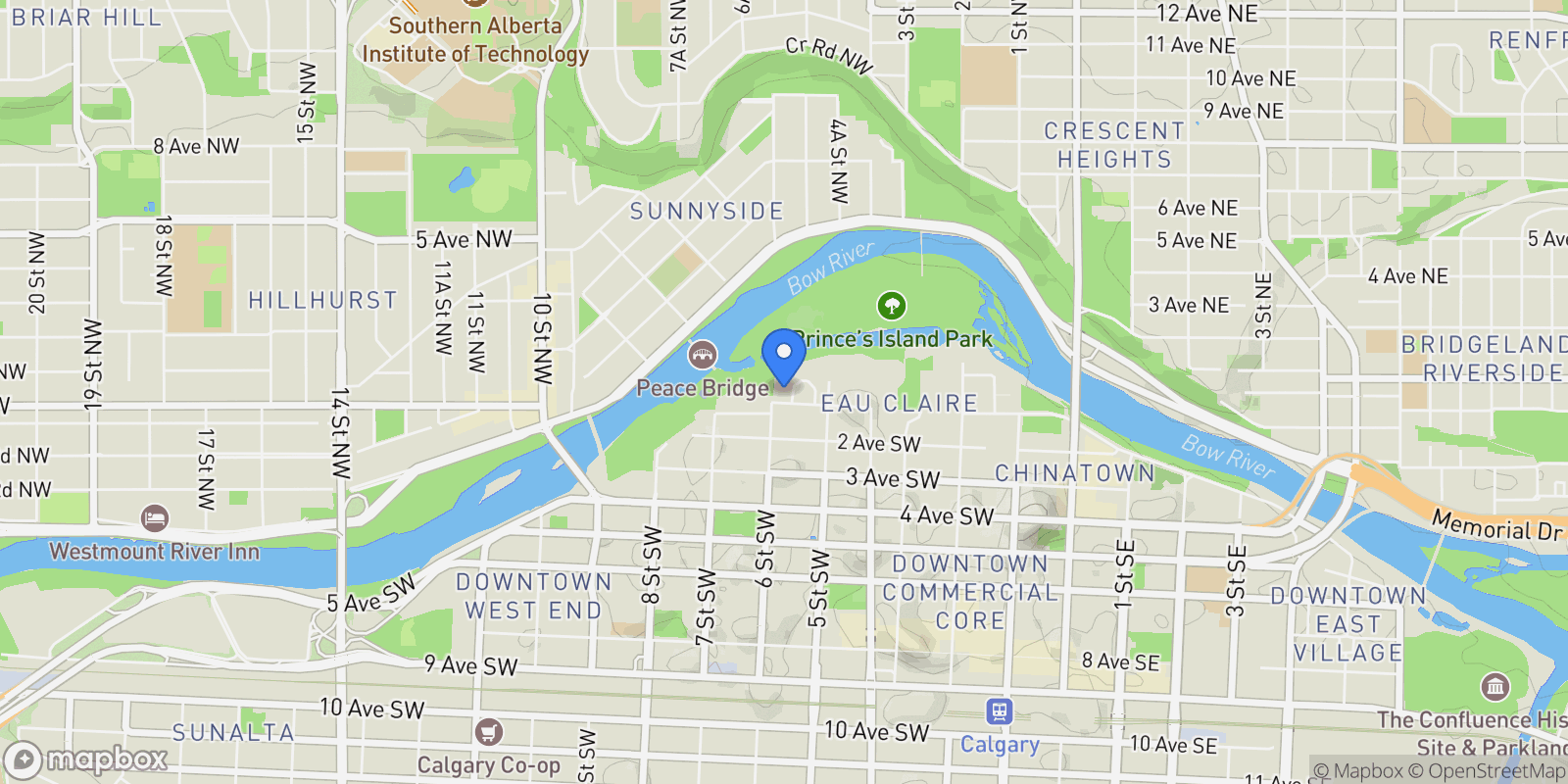 Map showing 690 PRINCETON WAY SW 1201, CALGARY, AB T2P 5J9, Calgary, Alberta, Canada.
