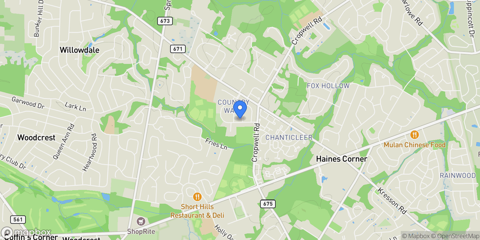 Map showing 32 COUNTRY WALK WALK, CHERRY HILL, NJ 08003, Cherry Hill, New Jersey, United States.