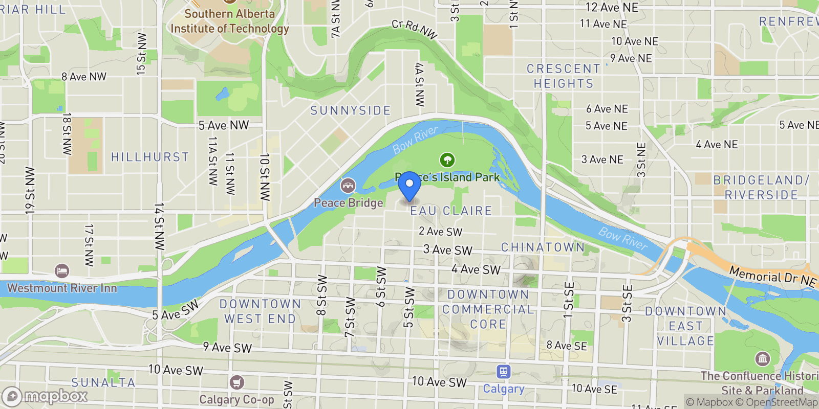 Map showing 600 PRINCETON WAY SW 702, CALGARY, AB T2P 5N4, Calgary, Alberta, Canada.