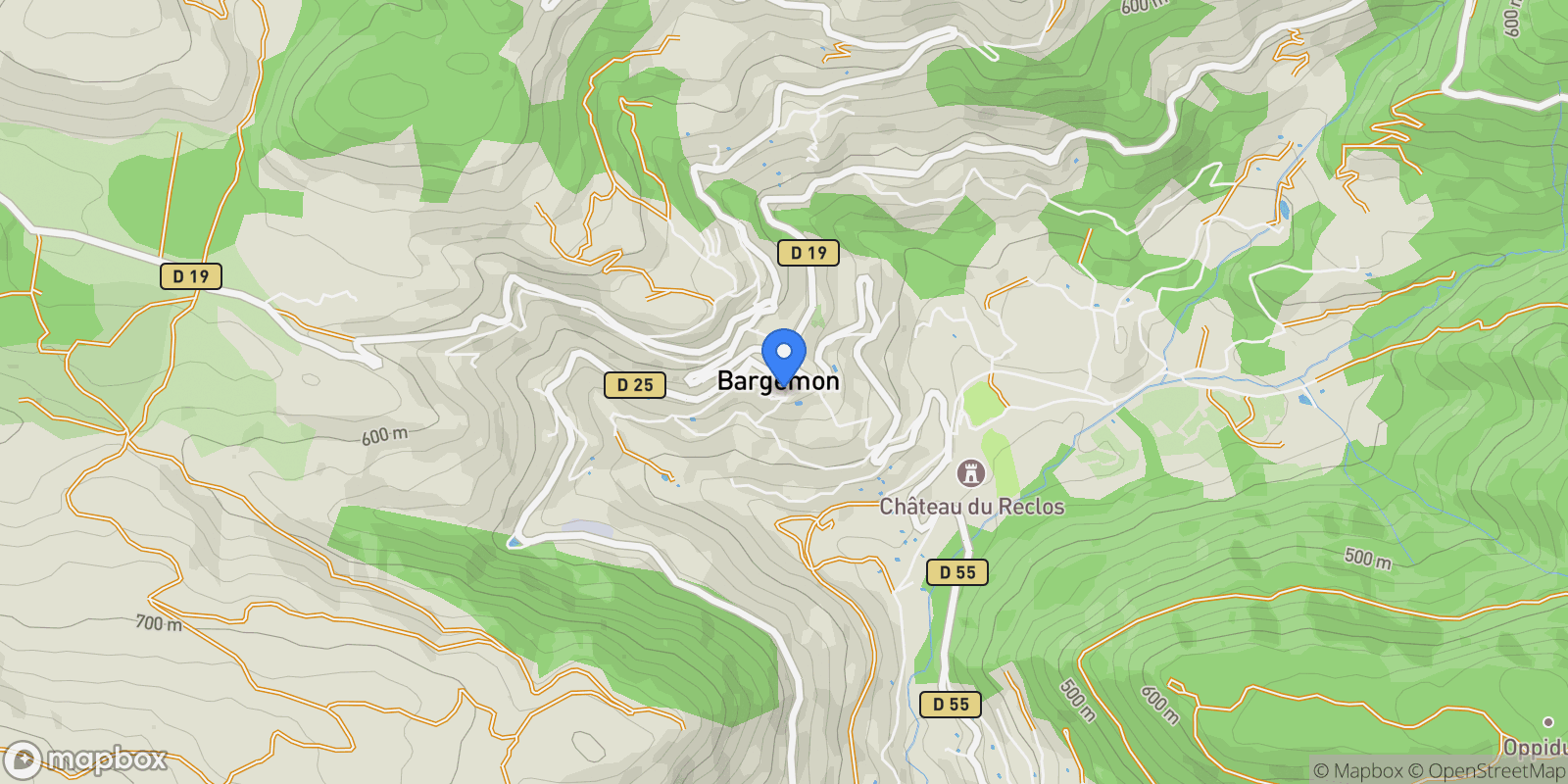 Map showing Bargemon, Provence-Alpes-Côte d'Azur, France.