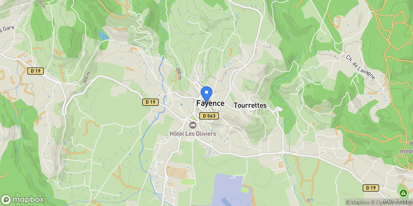 Map showing Fayence, Provence-Alpes-Côte d'Azur, France.