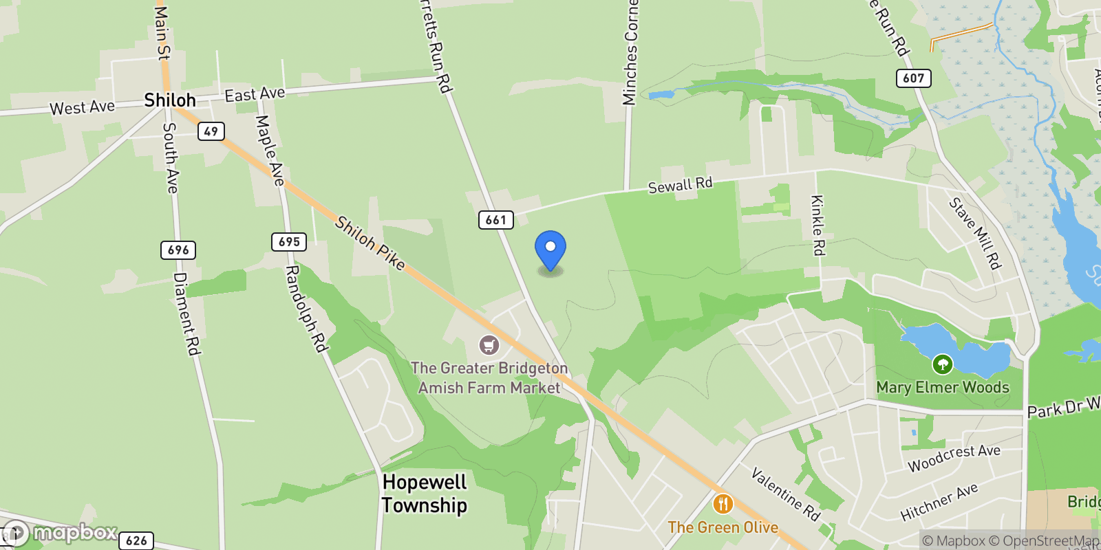 Map showing 0 SEWELL & BARRETTS RUN RD ROAD, BRIDGETON, NJ 08302, Bridgeton, New Jersey, United States.