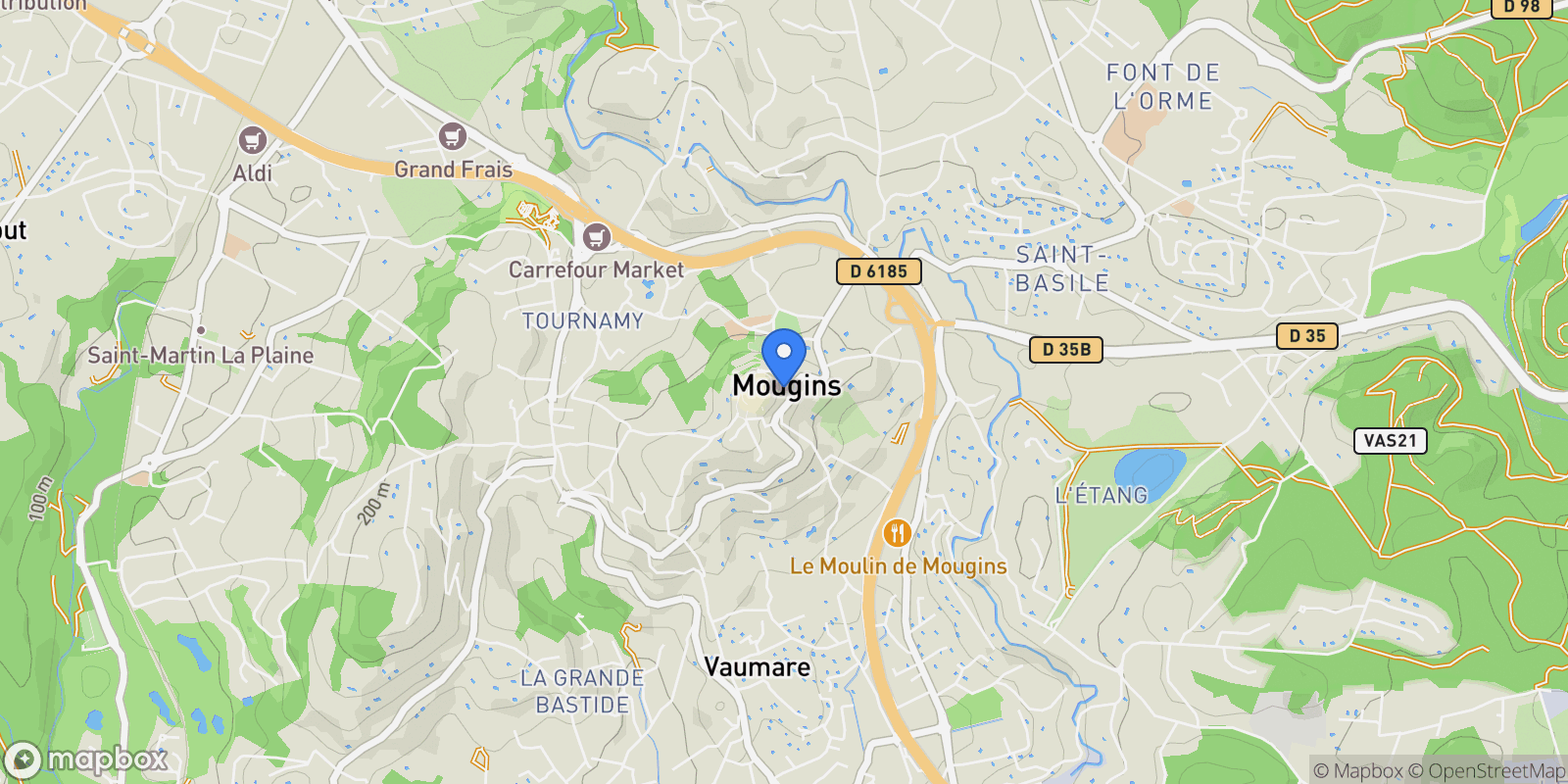 Map showing Mougins, Provence-Alpes-Côte d'Azur, France.