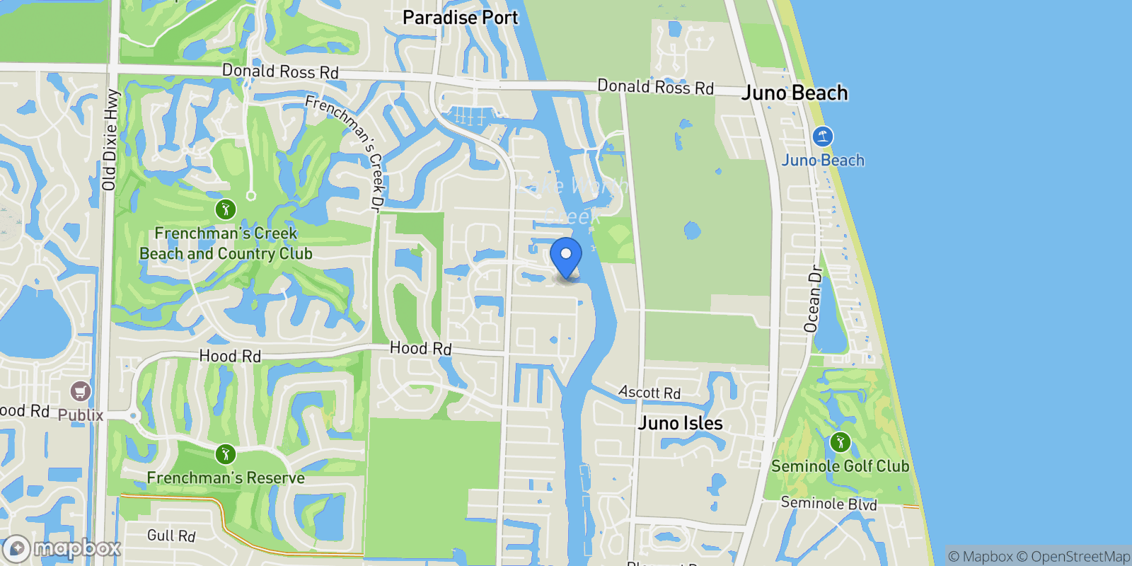 Map showing 2280 Treasure Isle Drive A84, Palm Beach Gardens, Florida, United States.