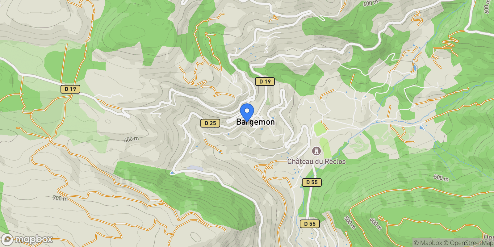 Map showing Bargemon, Provence-Alpes-Côte d'Azur, France.
