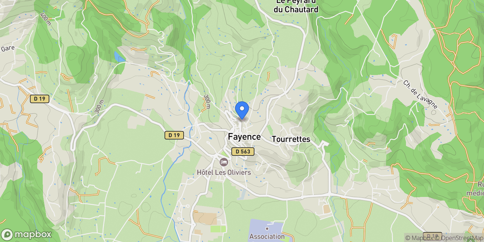 Map showing Fayence, Provence-Alpes-Côte d'Azur, France.