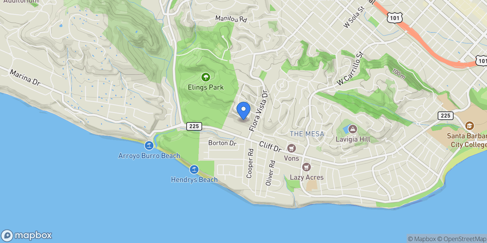 Map showing 2417 Calle Linares, Santa Barbara, CA 93109, Santa Barbara, California, United States.