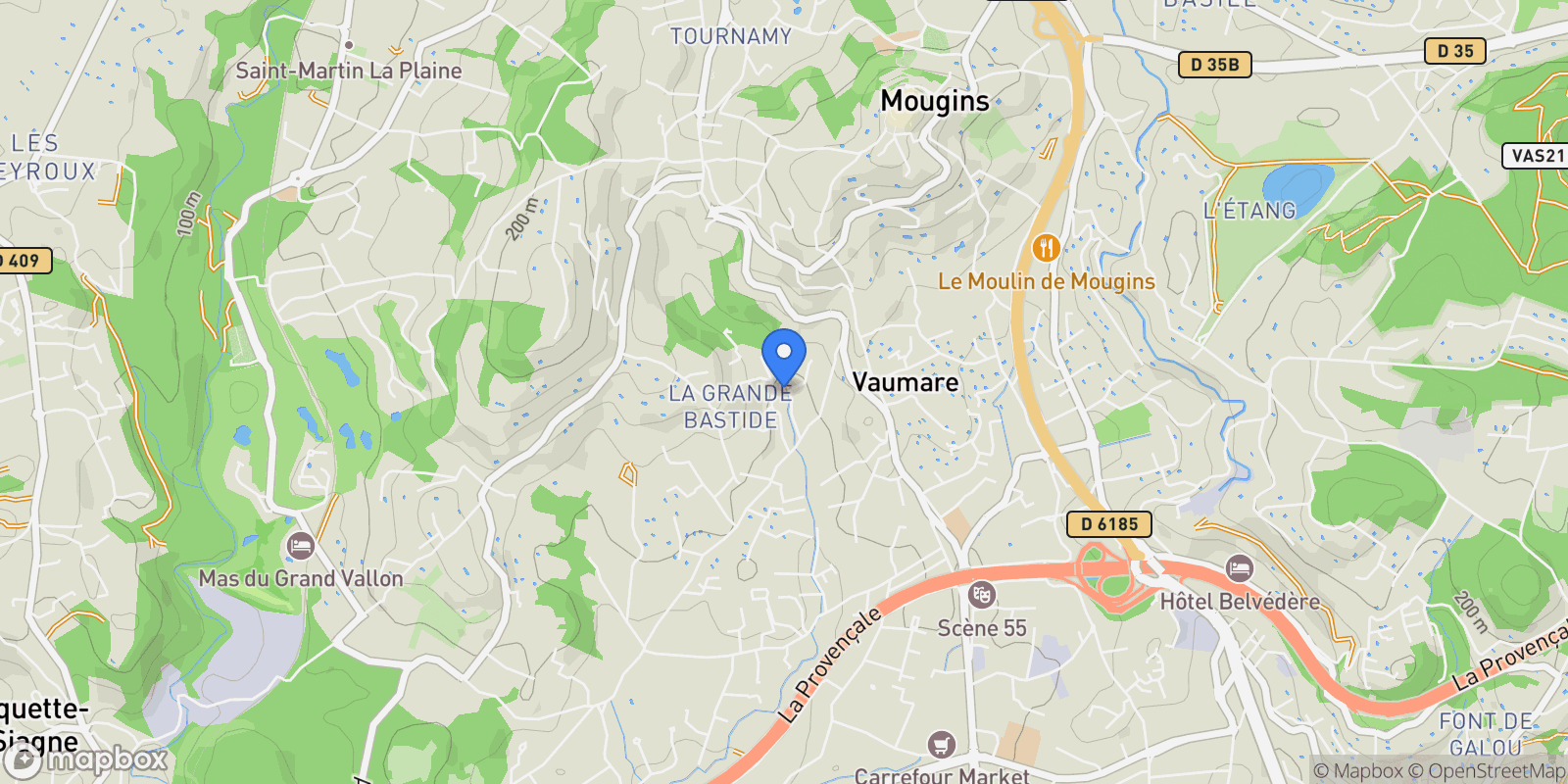 Map showing Mougins, Provence-Alpes-Côte d'Azur, France.