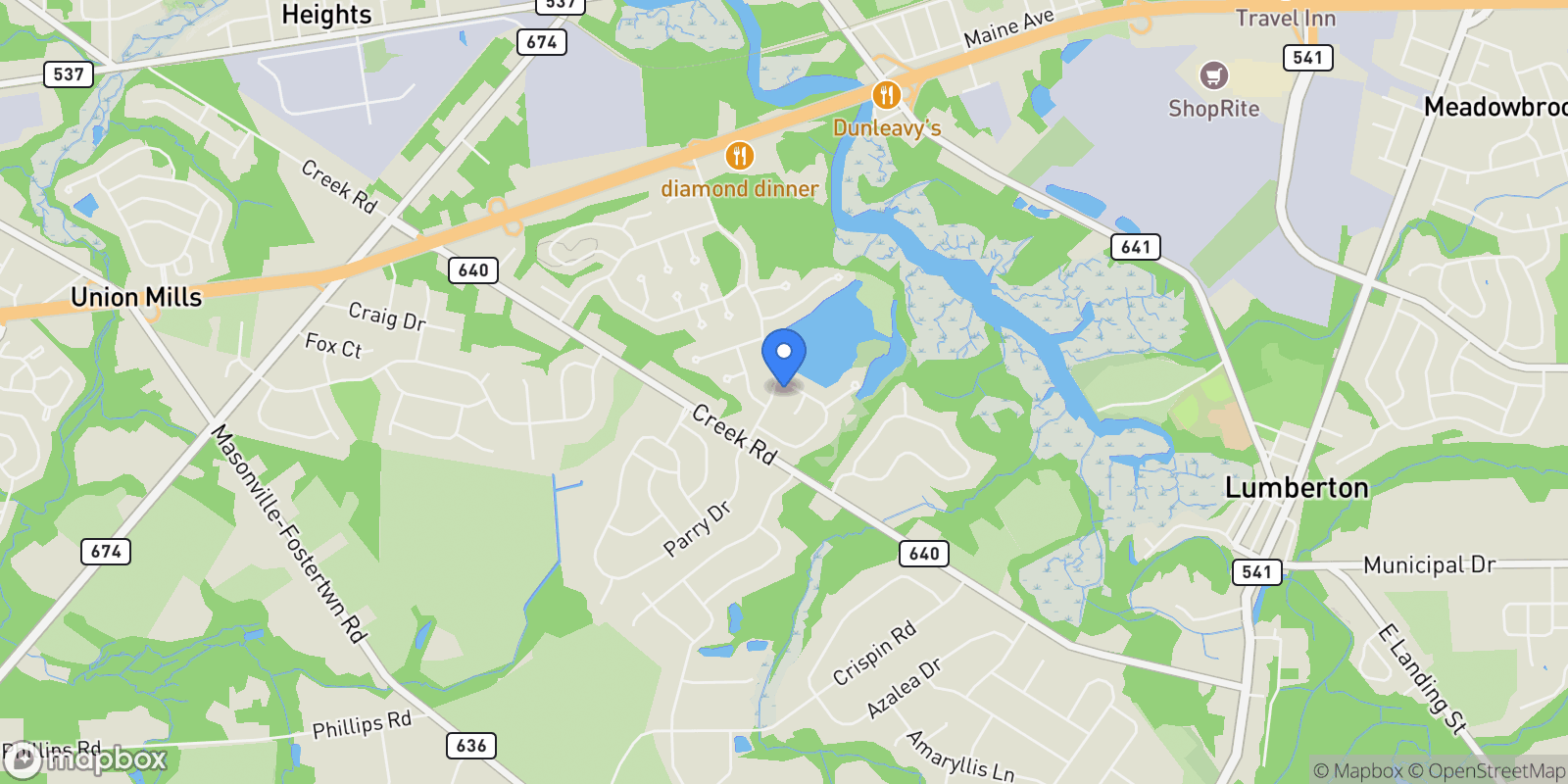 Map showing 12 BANCROFT LN LANE, HAINESPORT, NJ 08036, Hainesport, New Jersey, United States.