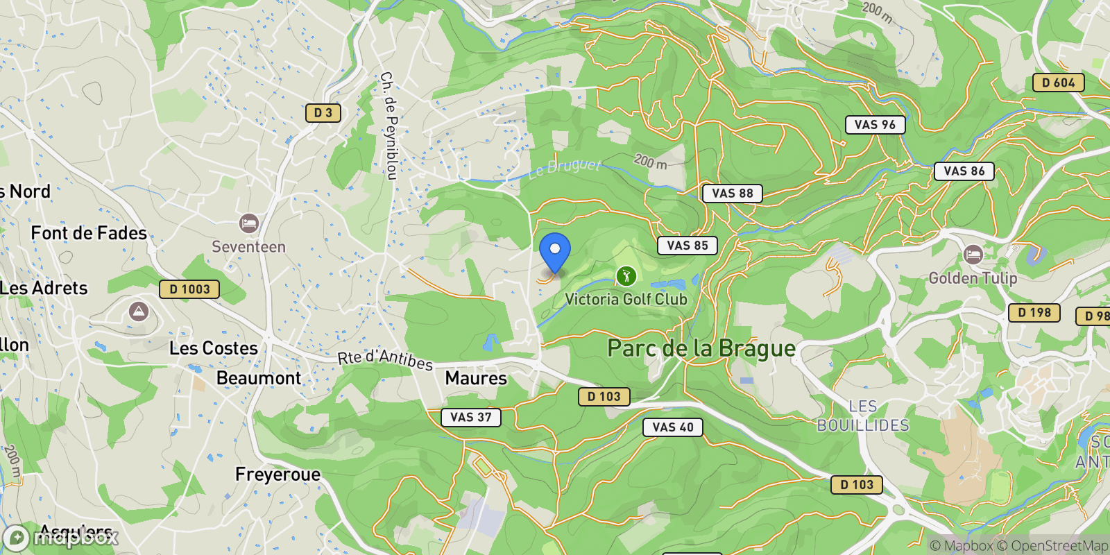 Map showing Valbonne, Provence-Alpes-Côte d'Azur, France.