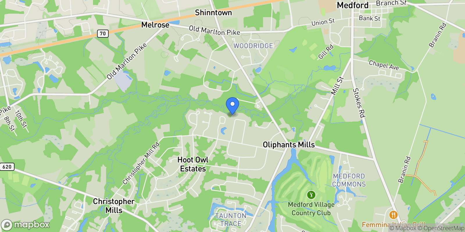 Map showing 17 W DELAWARE TRL TRAIL, MEDFORD, NJ 08055, MEDFORD, NJ, United States.