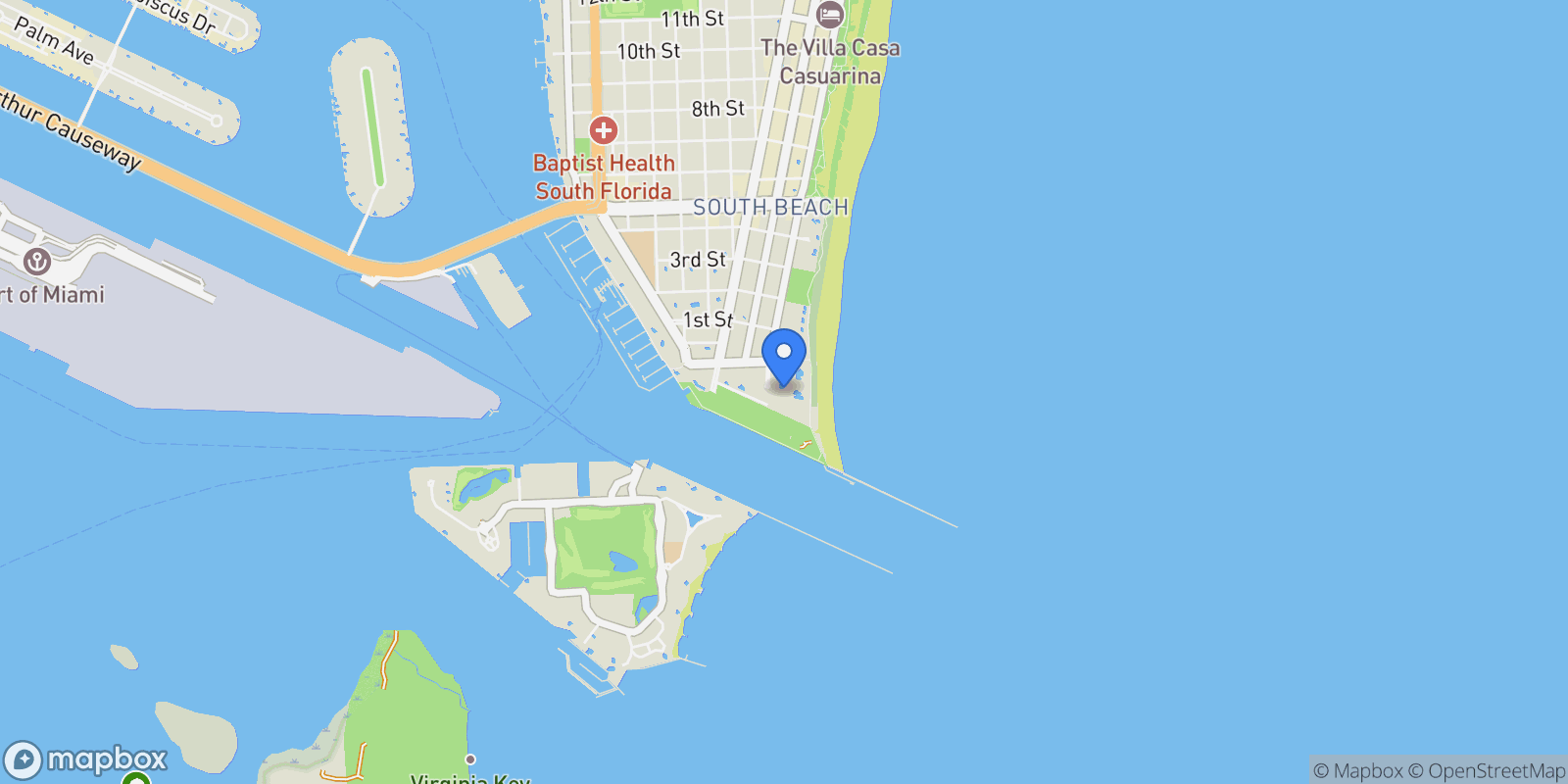 Map showing 100 S Pointe Dr, Miami Beach, Florida, United States.