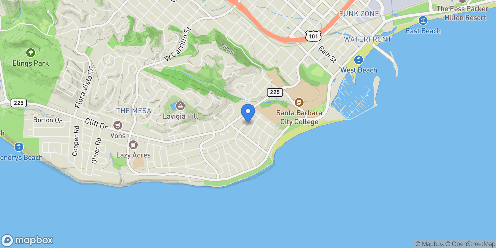 Map showing 1109 Las Olas Avenue, SANTA BARBARA, CA 93109, Santa Barbara, California, United States.