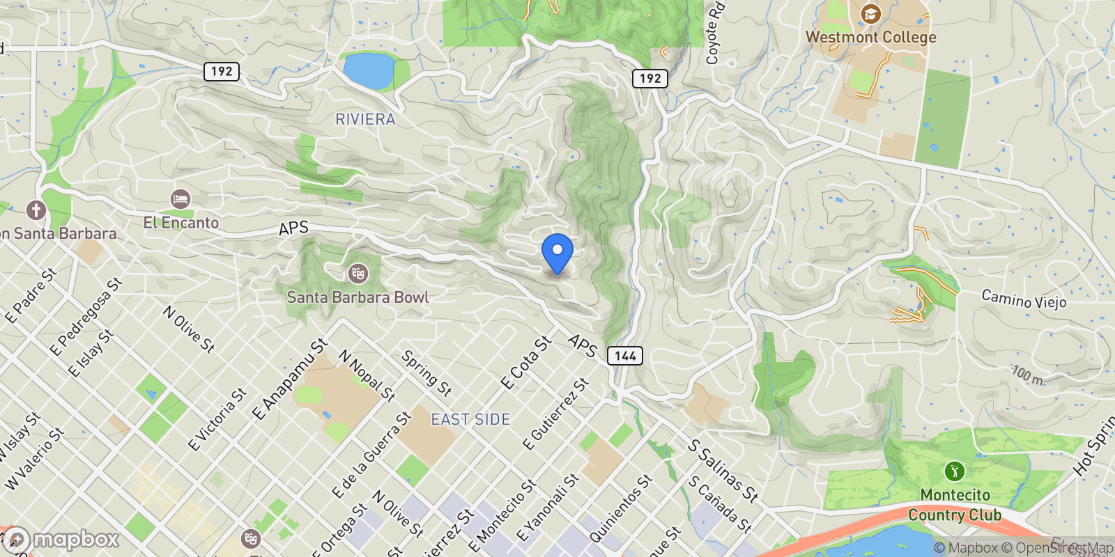 Map showing 285 Las Alturas Road, SANTA BARBARA, CA 93103, Santa Barbara, California, United States.