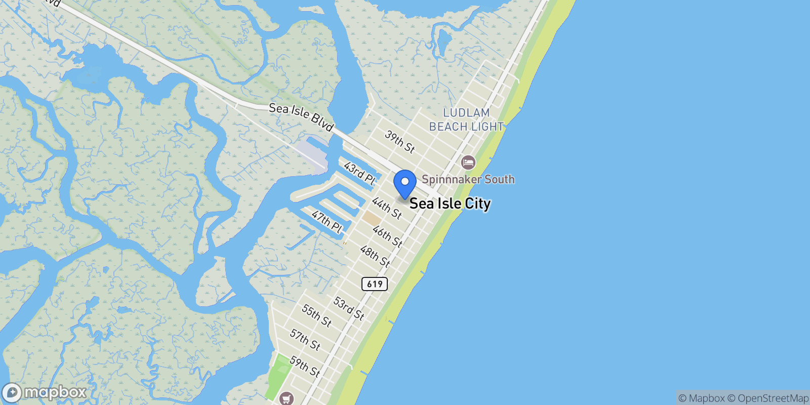 Map showing 133 43RD ST STREET, SEA ISLE CITY, NJ 08243, Sea Isle City, New Jersey, United States.
