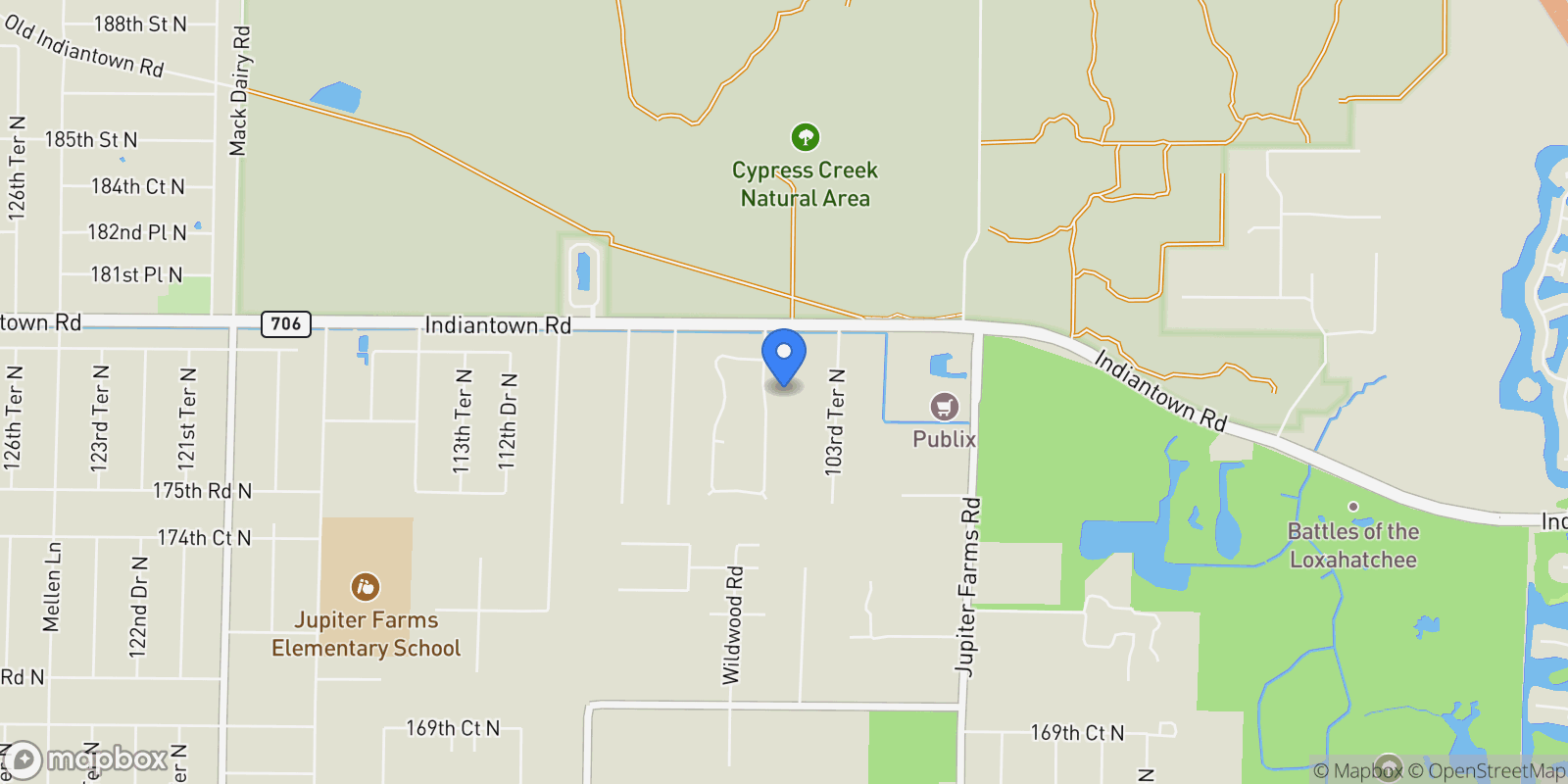 Map showing 10070 Trailwood Circle, Jupiter Island, Florida, United States.