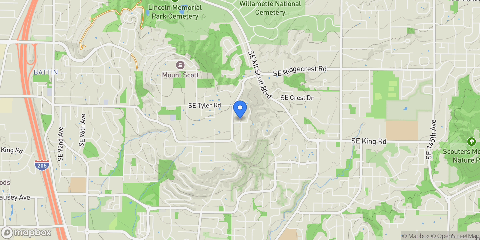Map showing 10180 SE CRESTHILL RD, Happy Valley, Oregon, United States.