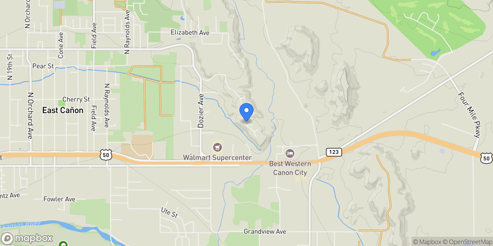 Map showing 60 Sunrise Mesa Drive, Canon City, CO 81212, Lincoln Park, Colorado, United States.