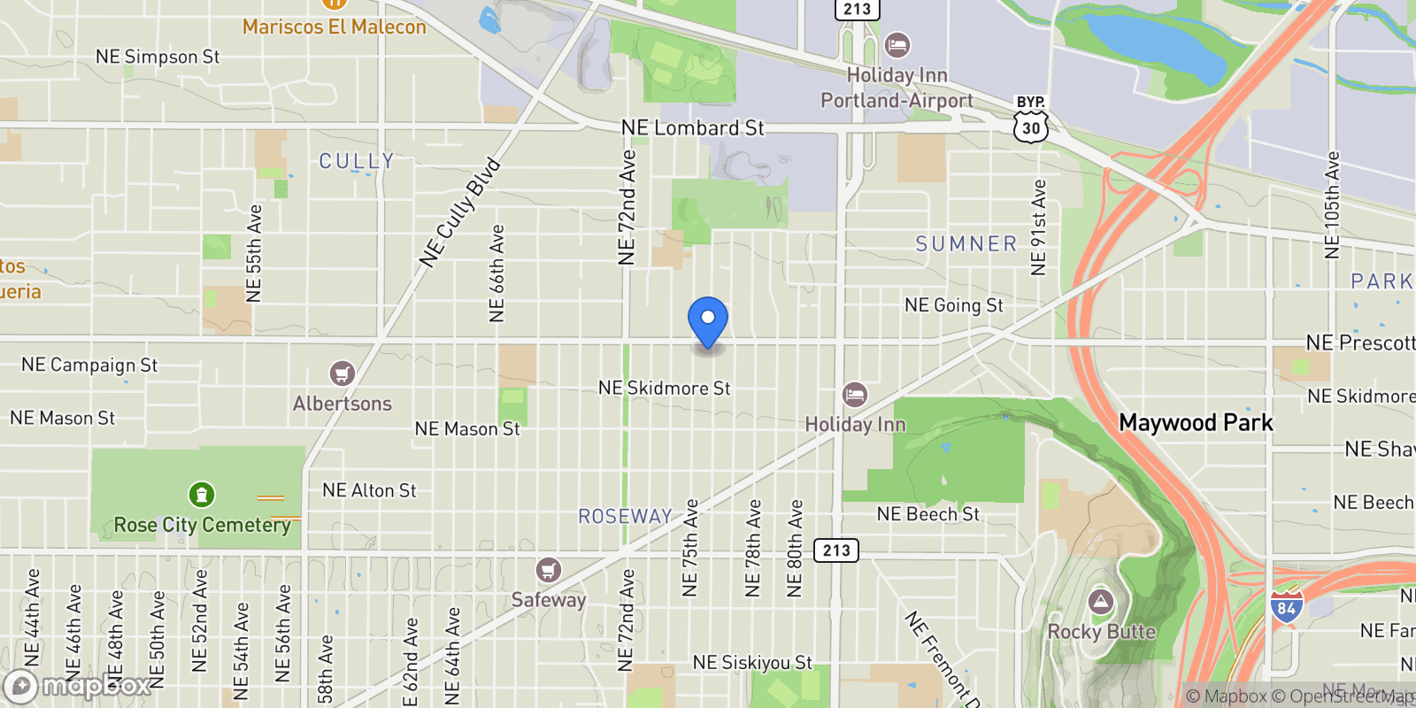 Map showing 4416 NE 75TH AVE, Portland, Oregon, United States.