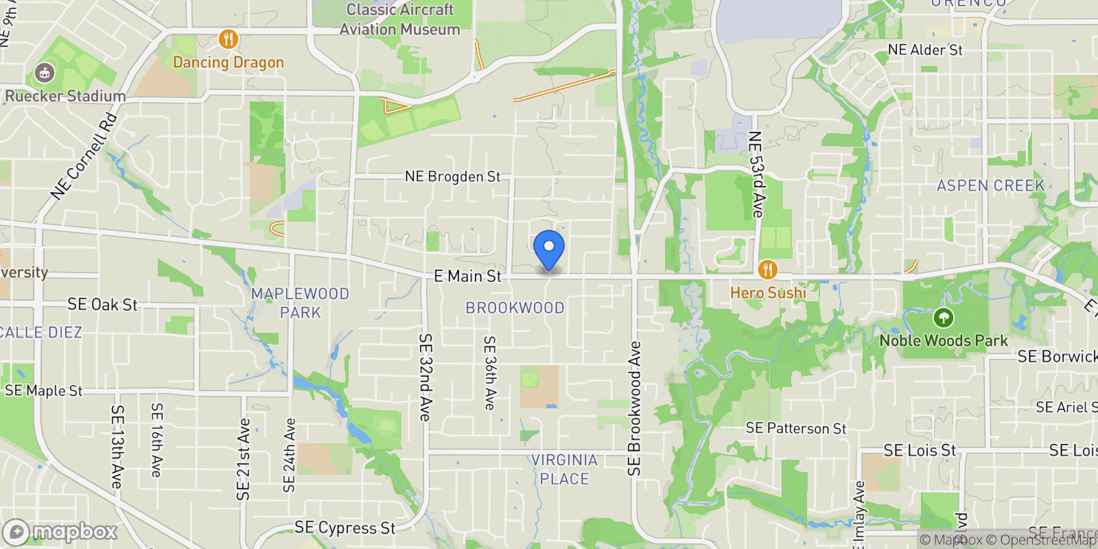 Map showing 115 NE 39TH AVE, Hillsboro, Oregon, United States.
