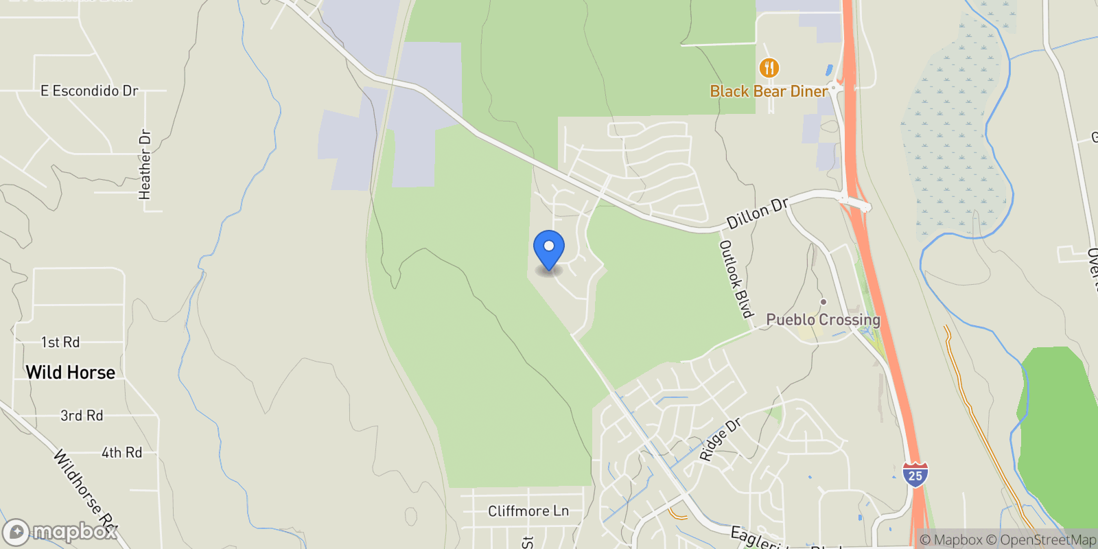 Map showing 5805 Sawyer Ridge Dr., Pueblo, CO 81008, Pueblo, Colorado, United States.
