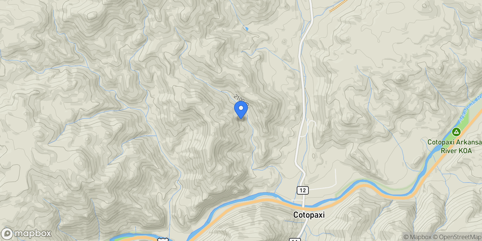 Map showing TBD County Road 12, Cotopaxi, CO 81223, Cotopaxi, Colorado, United States.