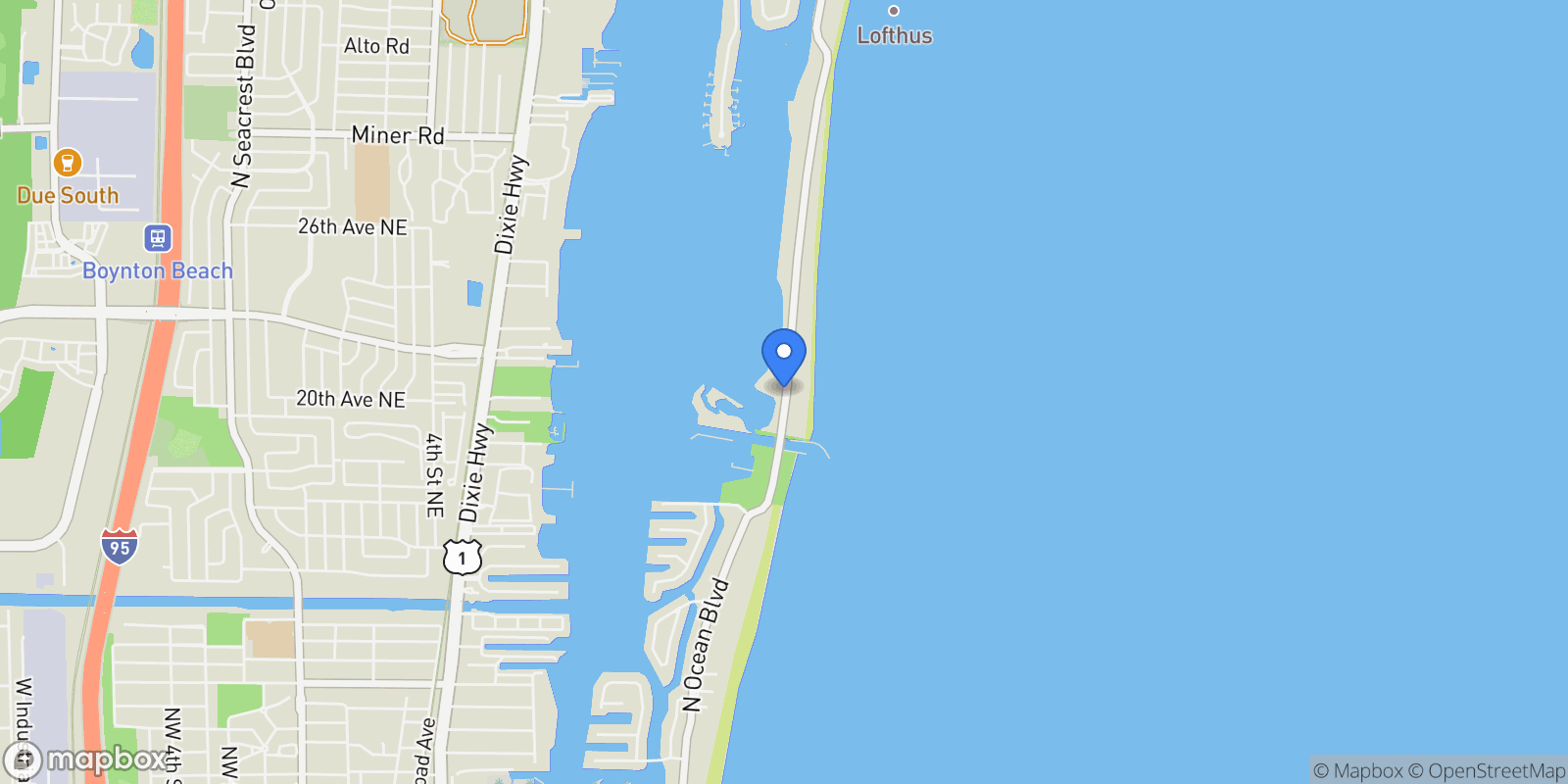 Map showing 3050 S Ocean Boulevard, Lantana, Florida, United States.