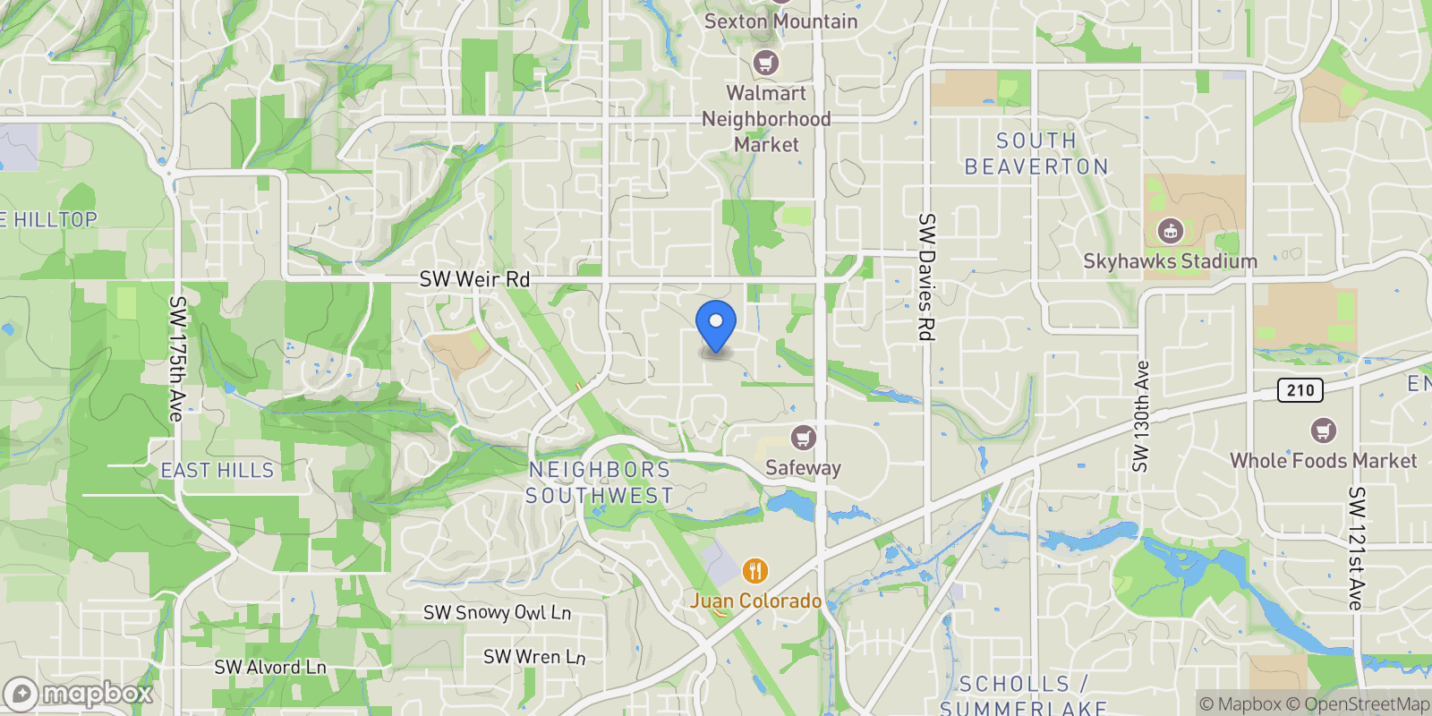 Map showing 10340 SW DUNLIN PL, Beaverton, Oregon, United States.