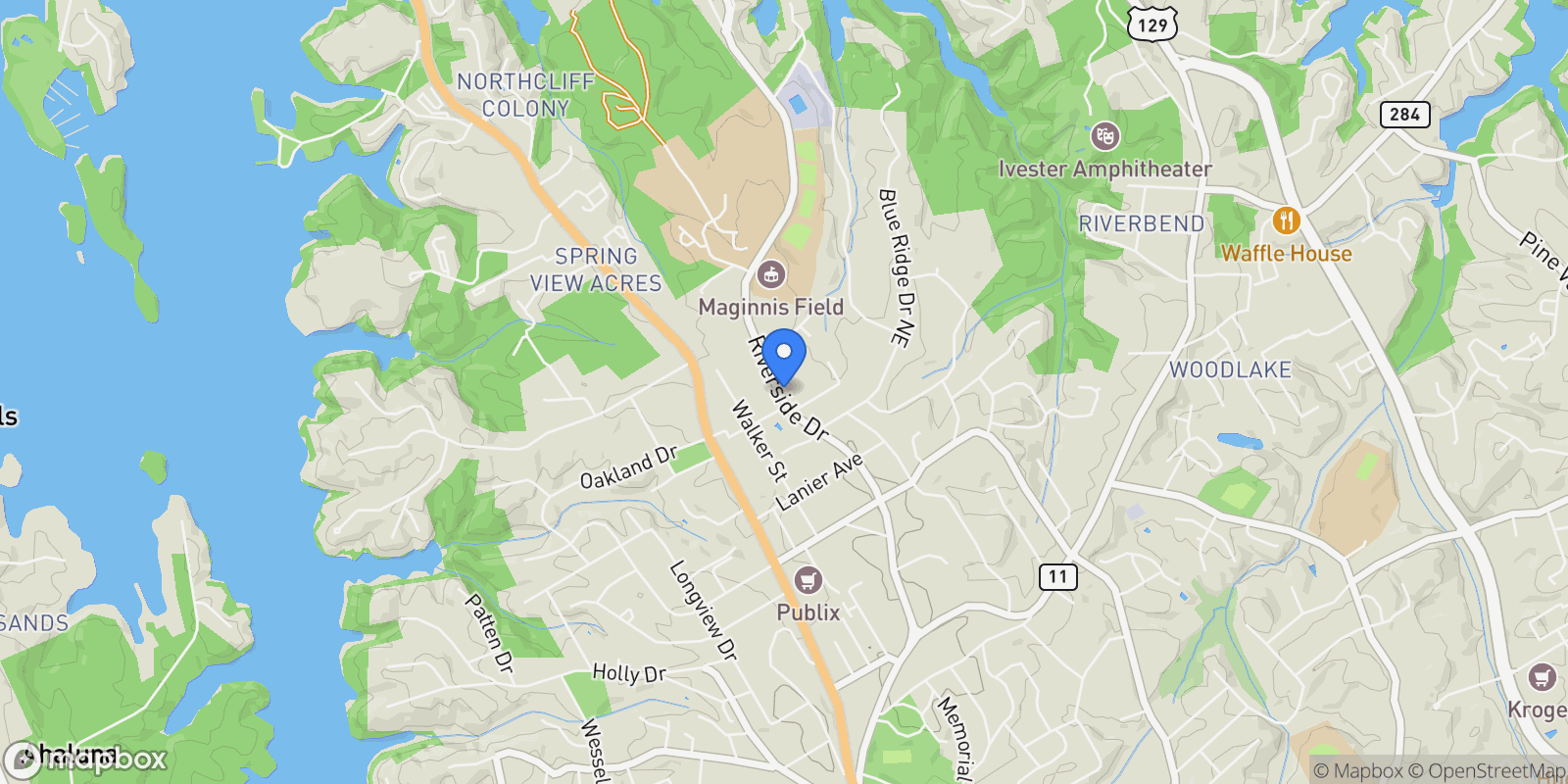 Map showing Gainesville, Georgia, United States.