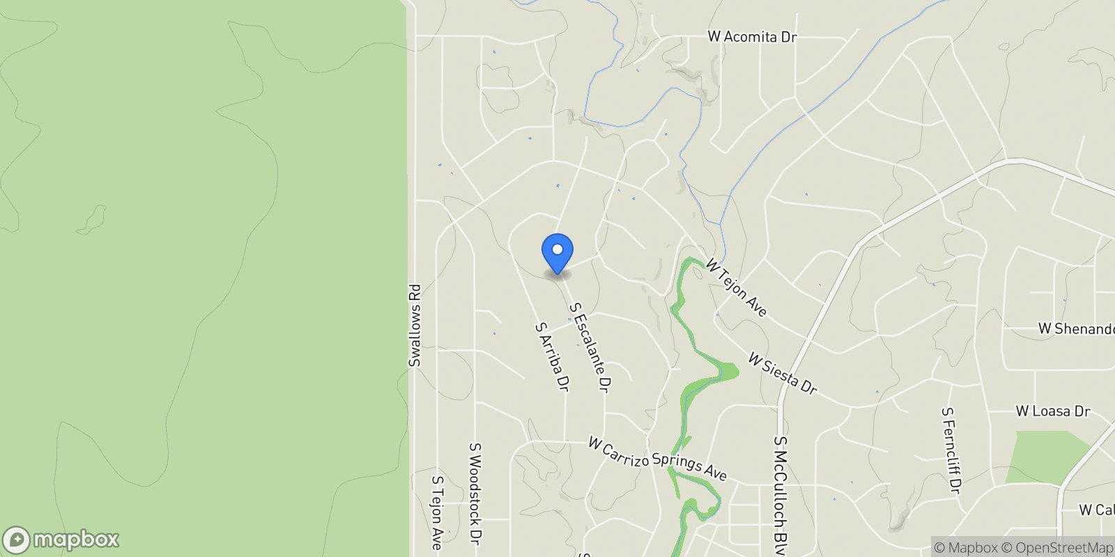 Map showing 477 S Escalante Dr, Pueblo West, CO 81007, Pueblo West, Colorado, United States.
