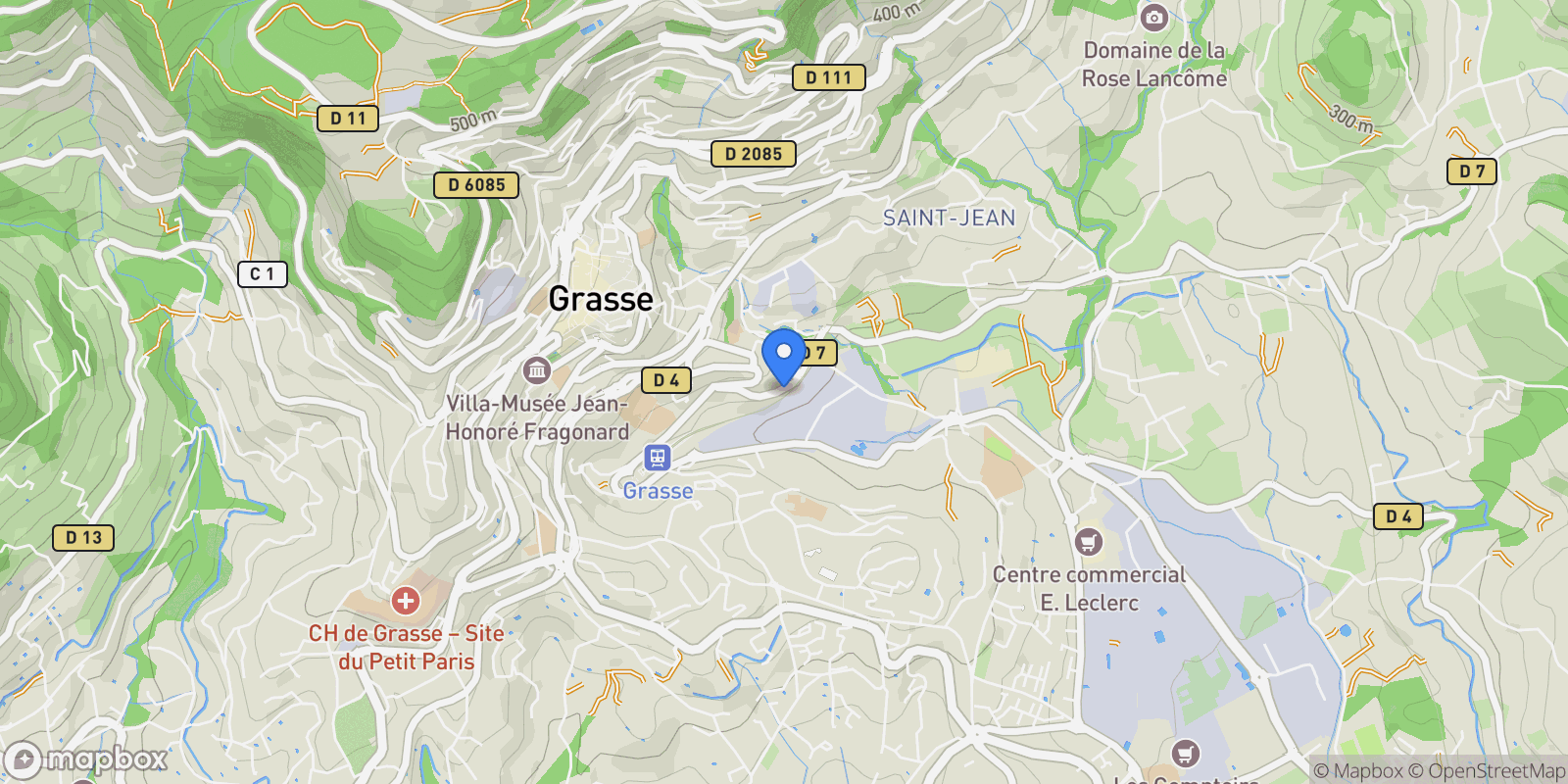 Map showing Grasse, Provence-Alpes-Côte d'Azur, France.