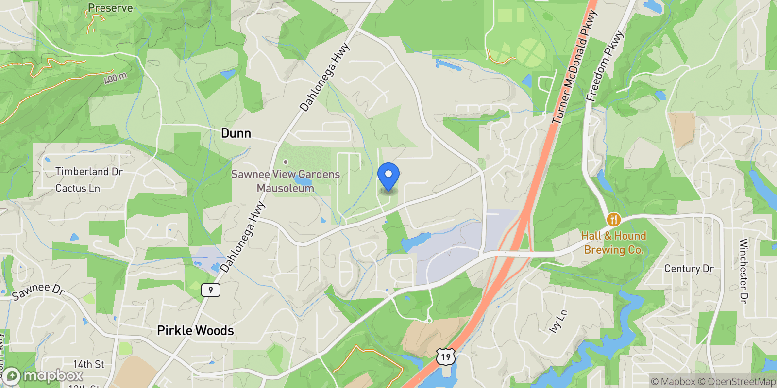 Map showing Cumming, Georgia, United States.