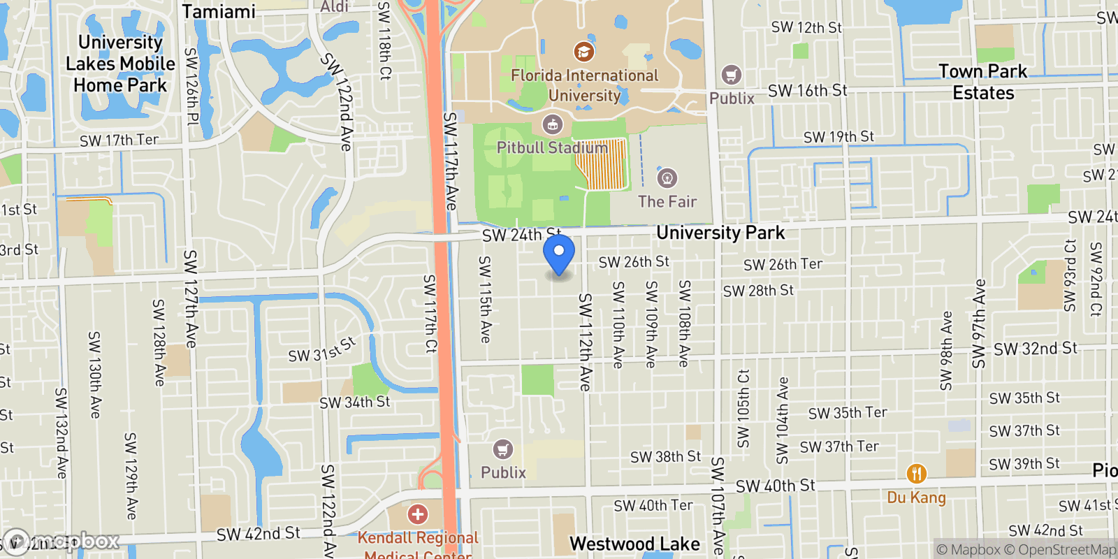 Map showing 2701 SW 113th Ave, Miami, Florida, United States.
