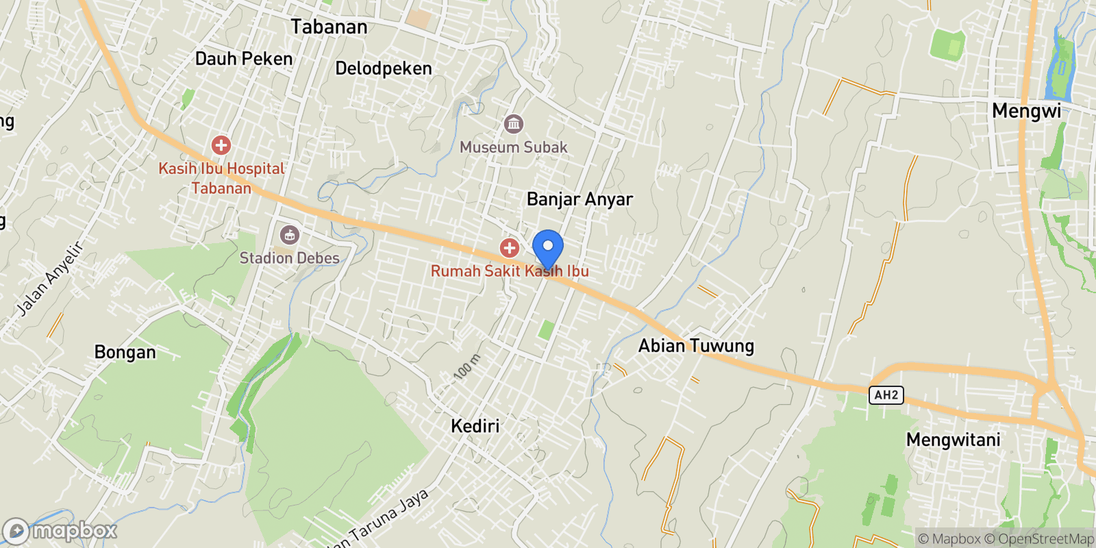 Map showing Kediri, Tabanan Regency, Bali, Indonesia, Bali, Indonesia.