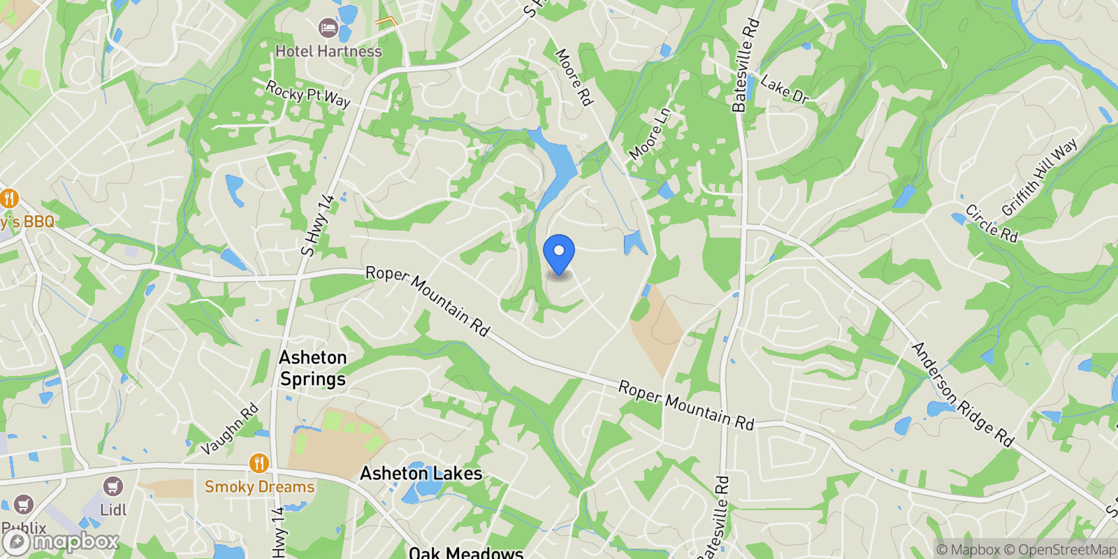 Map showing 7 Hitchcock Lane, Greenville, SC 29615, Greenville, South Carolina, United States.