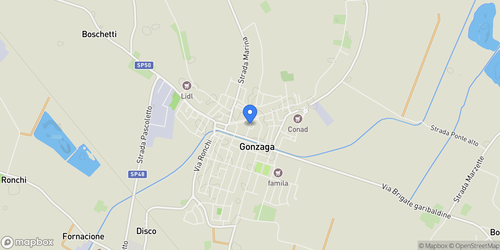 Map showing Gonzaga, Lombardy, Italy.