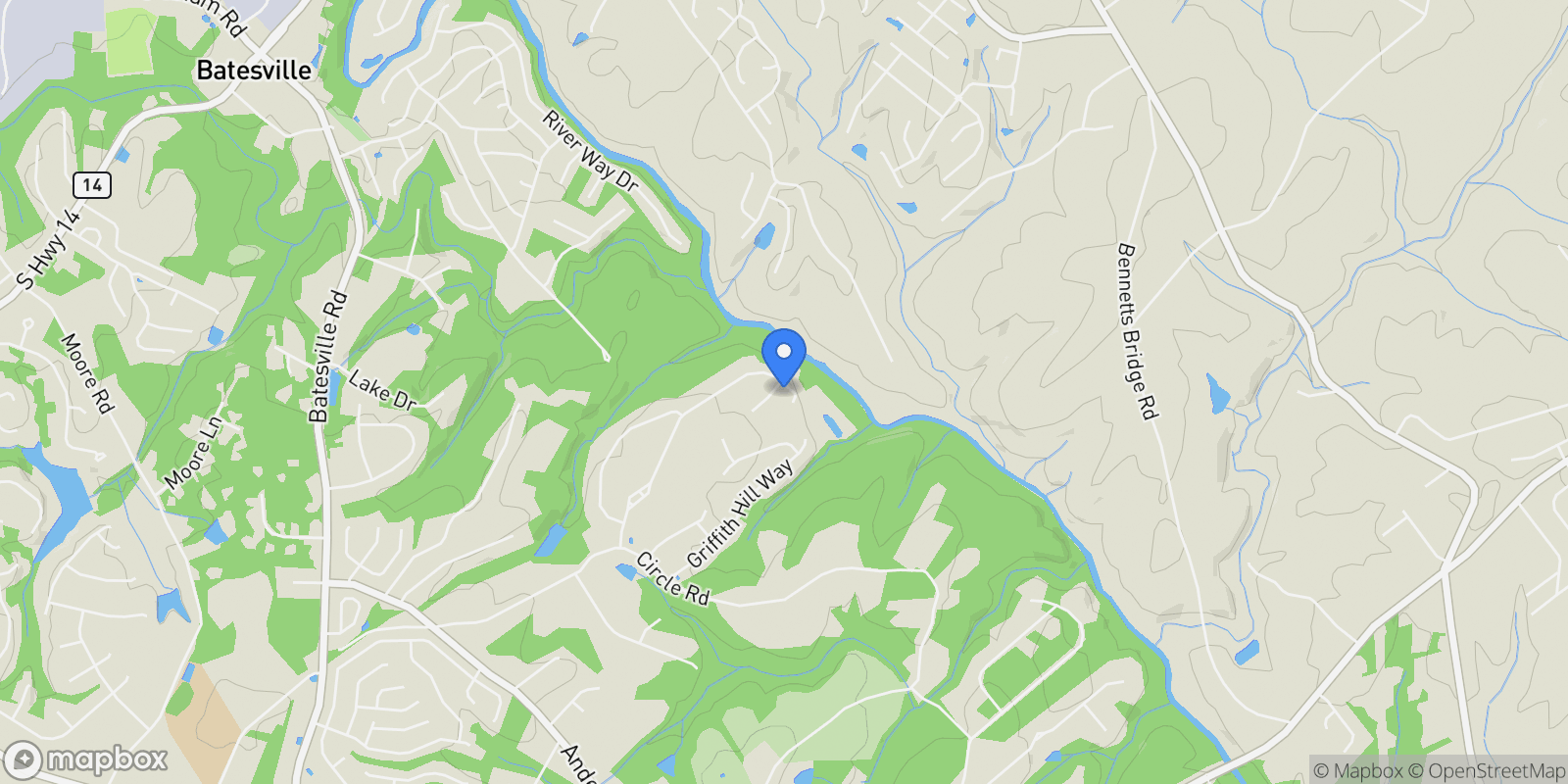 Map showing 1 Riverbanks Court, Greer, SC 29651, Greer, South Carolina, United States.