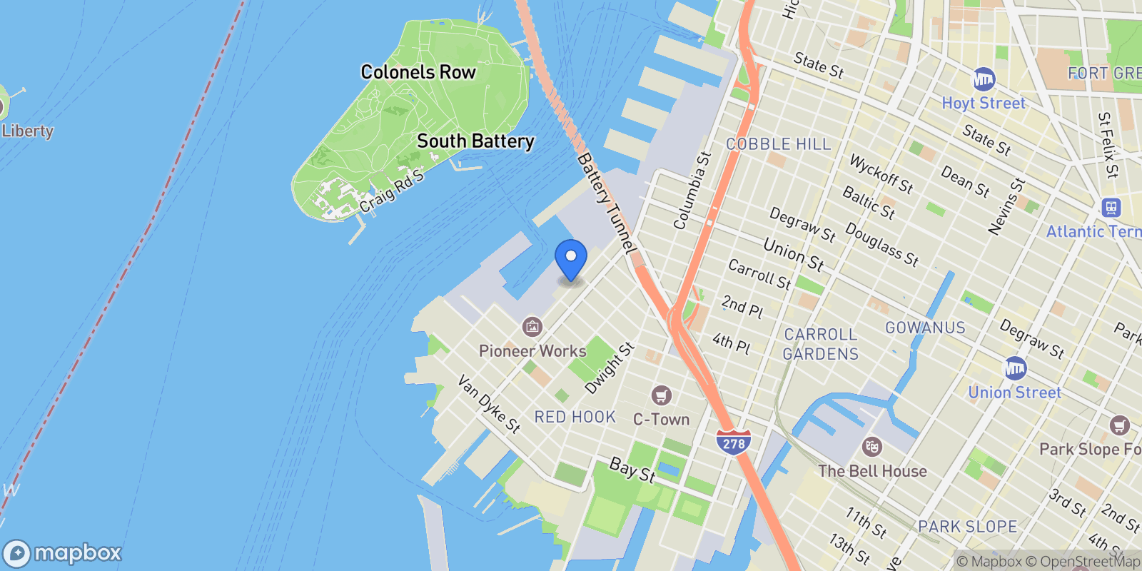 Map showing 160 Imlay St, Brooklyn, NY 11231, USA, New York, New York, United States.