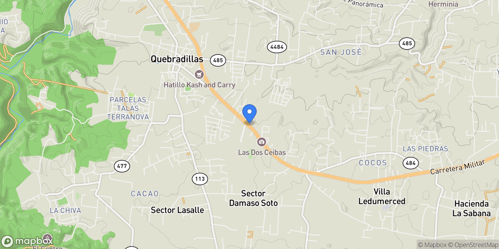 Map showing Quebradillas ROAD PR 2 KM. 100, Quebradillas, Quebradillas, Puerto Rico.