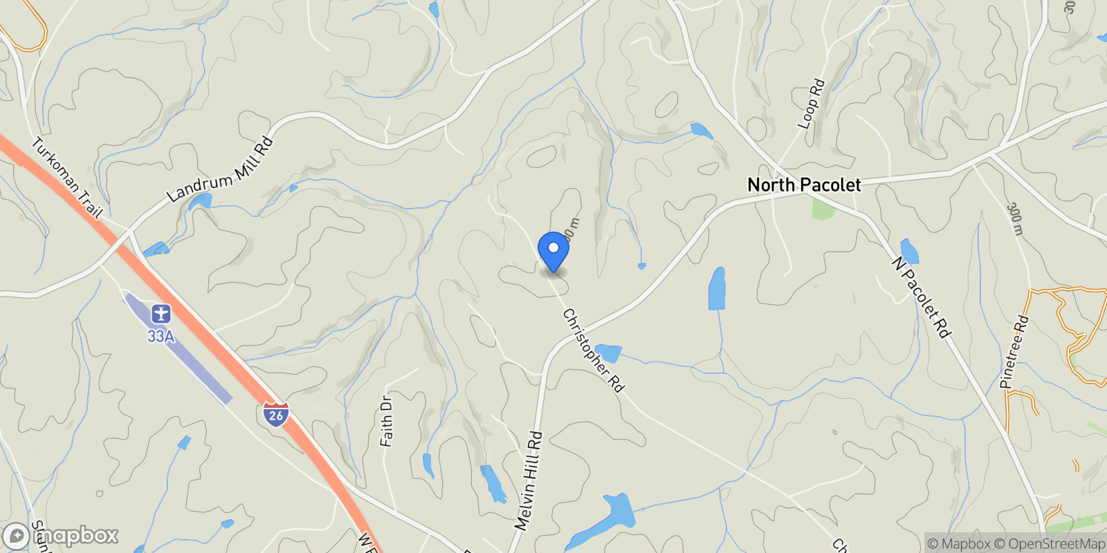 Map showing 1616 Christopher Road, Campobello, SC 29322, Campobello, South Carolina, United States.