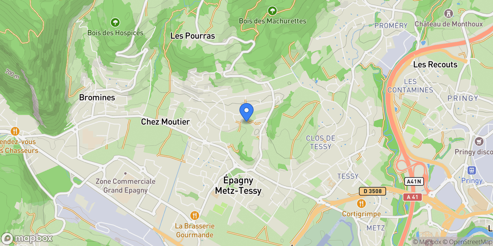 Map showing Épagny-Metz-Tessy, Auvergne-Rhône-Alpes, France.