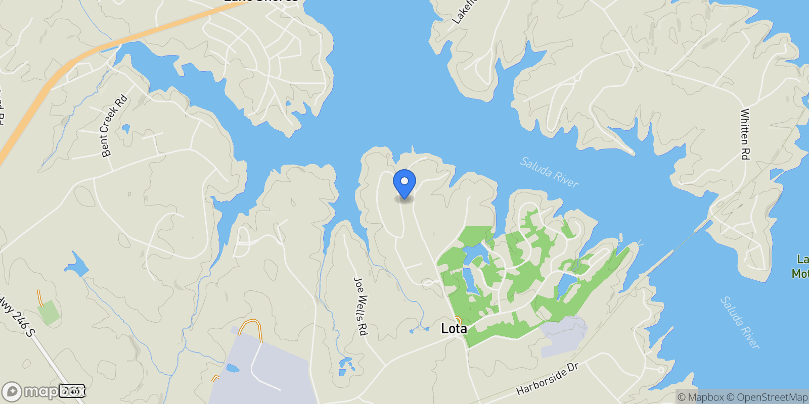 Map showing 316 Abercrombie Point, Greenwood, SC 29649, Greenwood, South Carolina, United States.