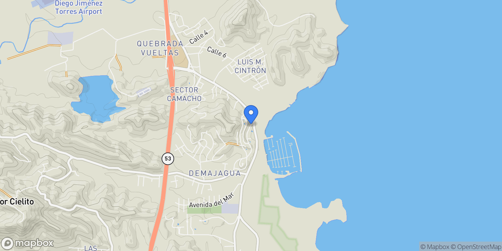 Map showing Fajardo LAS GAVIOTAS CALLE LAS FLORES FAJARDO, PR 00738 C-4, Fajardo, Fajardo, Puerto Rico.