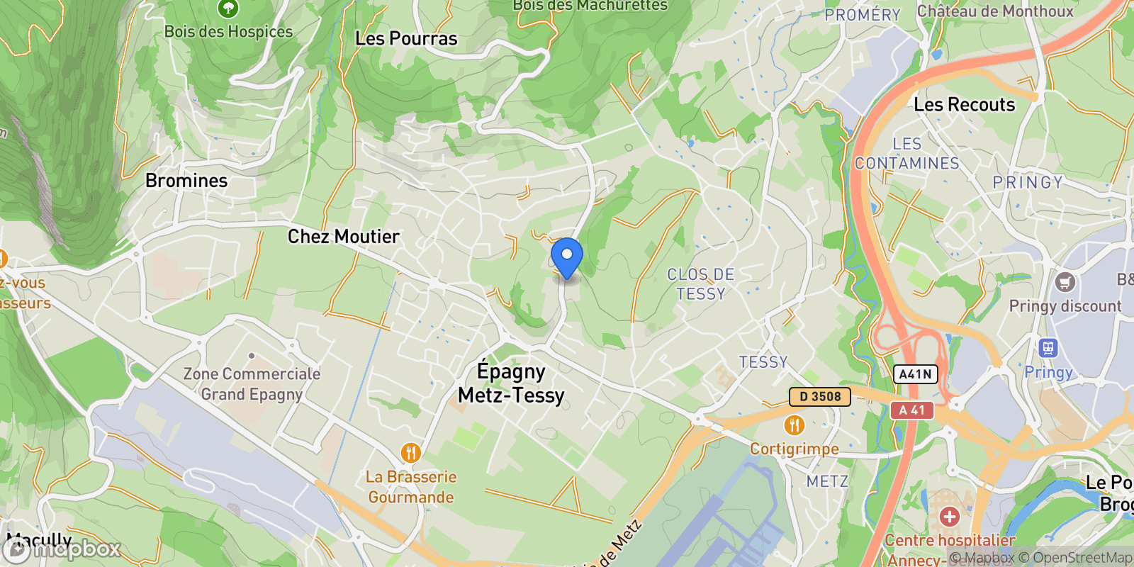 Map showing Épagny-Metz-Tessy, Auvergne-Rhône-Alpes, France.